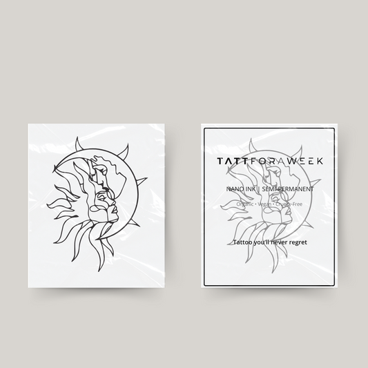 Tijdelijke tattoo mens, zon en de maan