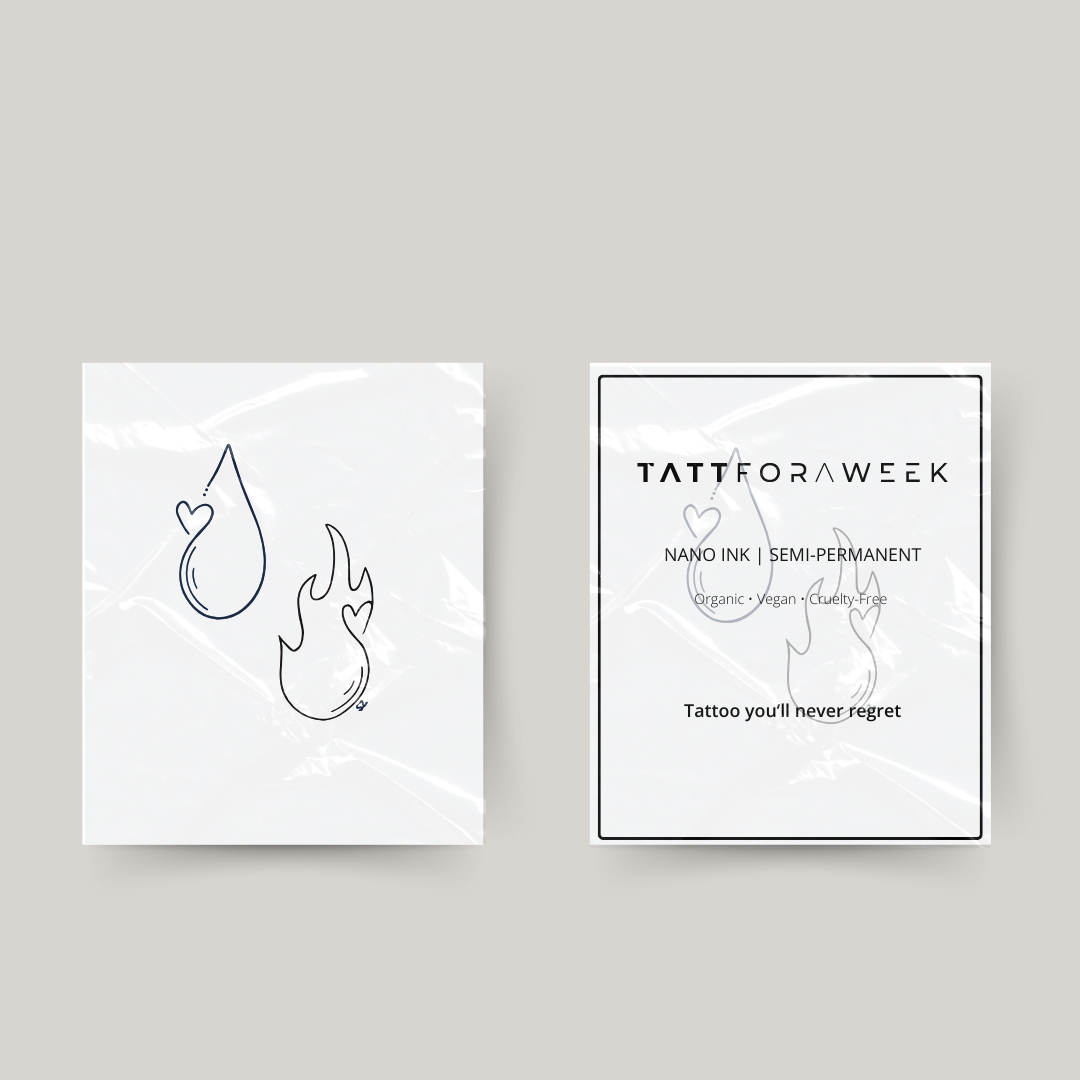 Midlertidig matchende tatovering vann & ild