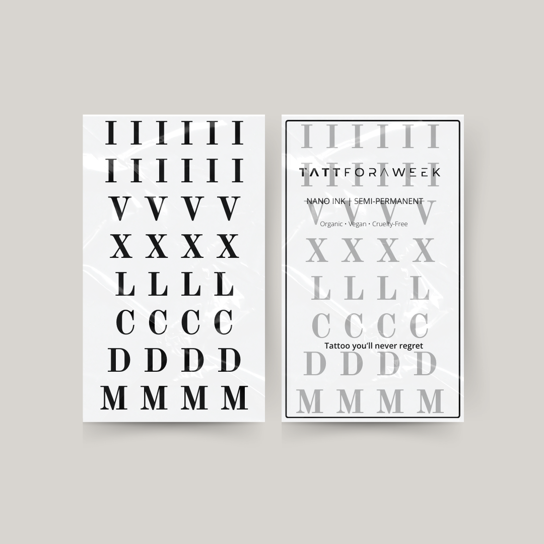 Midlertidig tatovering romertall