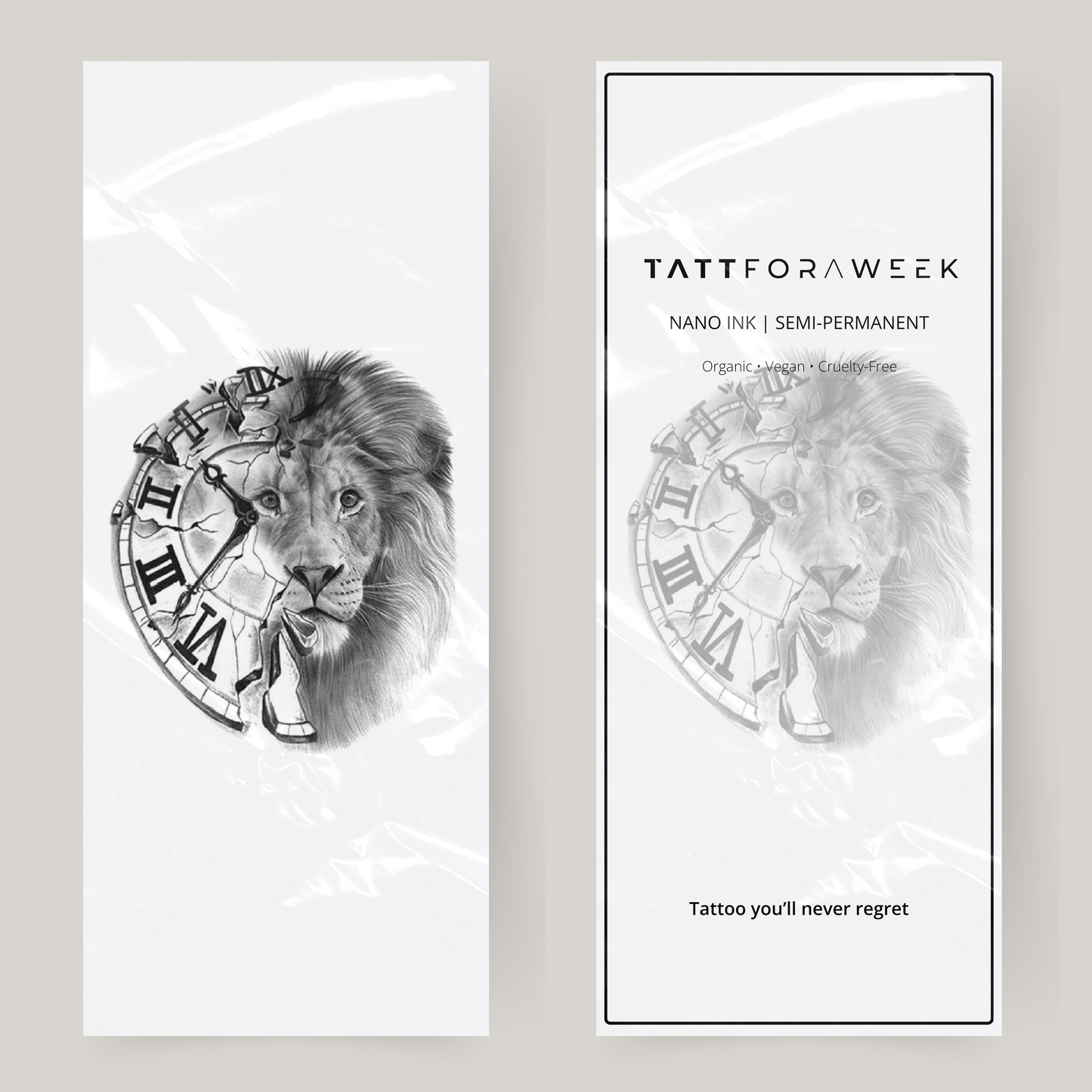 Grote nep tattoo klok & leeuw