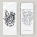 Stor falsk tatovering tiger med blomster