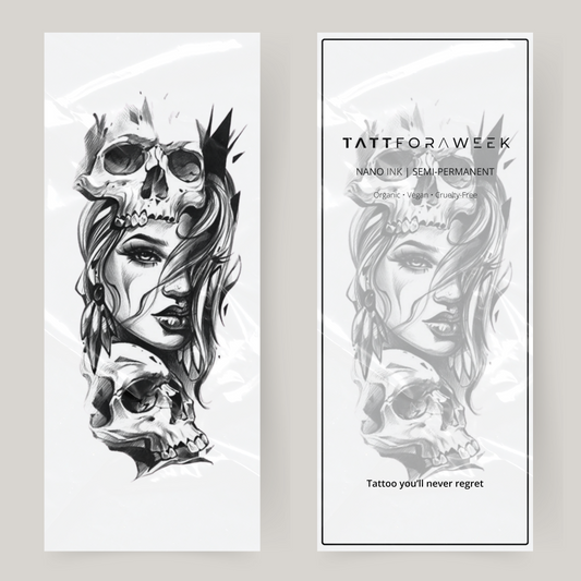 Grote nep tattoo vrouw & doodskoppen